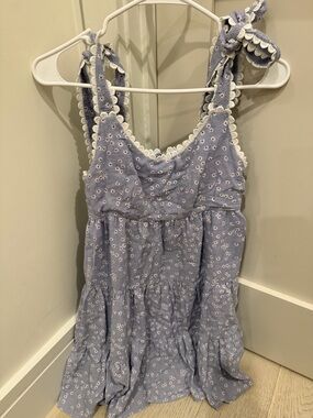 Storia Light Blue Floral Tie-Shoulder Dress